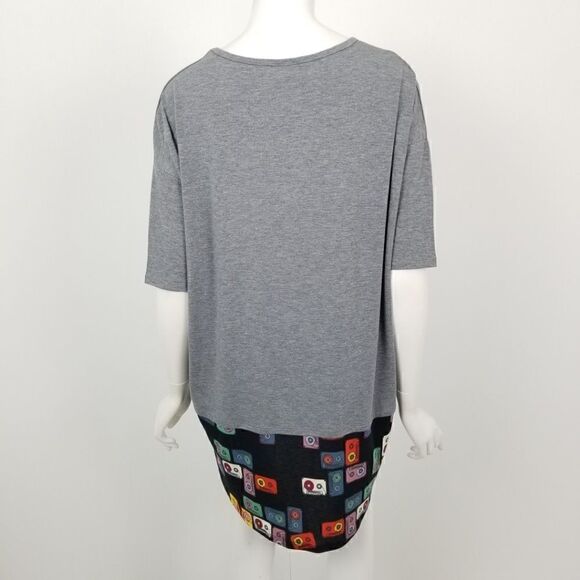 Lularoe Womens Size Small Gray & Black Cassette Tape Irma Tunic Top High Low NWT - Picture 6 of 6